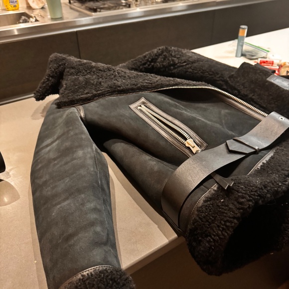 All Saints Harley Black Shearling Jacket - Picture 4 of 5